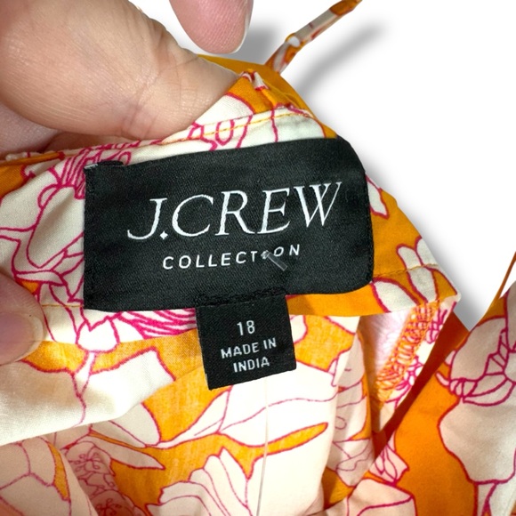 J Crew Collection Side-Cutout Poplin Midi Dress, Orange Floral, Size 18 - Picture 7 of 15